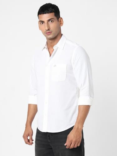 Image of Spykar Men's Regular Fit Full Sleeve Cotton Solid Casual Shirts