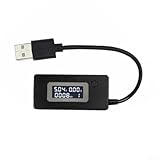 Sumsoctober KCX-017 USB Tester with LCD Display for Voltage and Current Measurement Load Resistor 2A 1A Portable USB Meter for Mobile Phones Power Banks(Black)