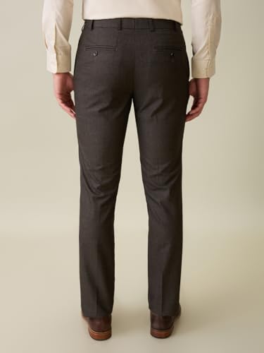 Image of Raymond Men Slim Fit Checks Pattern Polyester Blend Flat Front Formal Trouser
