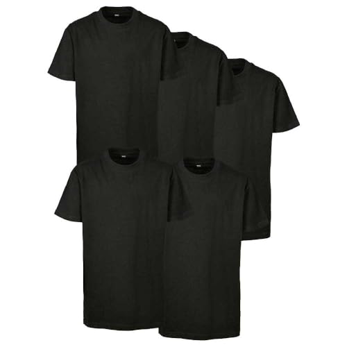 Build Your Brand By116d-kids Basic tee 5-Pack Camiseta, Negro, Negro, Negro y Negro, 146-152 para Niños