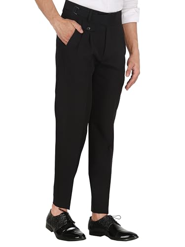 Image of MALENO Tapered Stretchable Poly Lycra Double Pleated Broad Waist Band Gurkha Pants for Men | Korean Fashion Dress Pant for Men