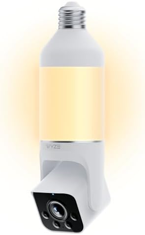 WYZE Bulb Cam Security Camera, 2K HD Outdoor Light Bulb Camera, C...