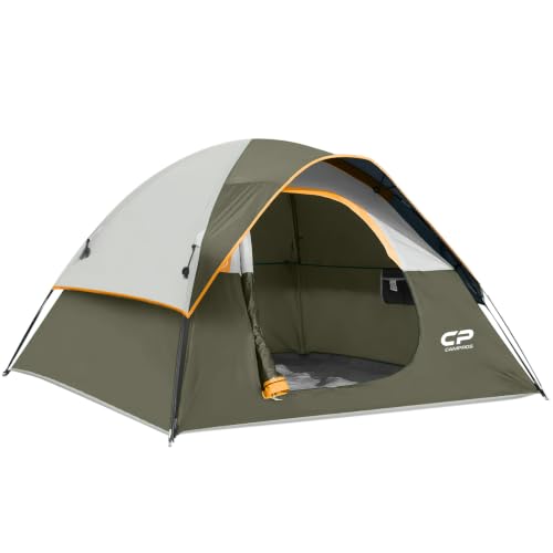 Image of CAMPROS CP 3 Person Tent, Dome Tents for Camping with Rainfly, Waterproof Camping Tent Easy Set Up, Portable Family Tent with Large Mesh Window & Carry Bag for Outdoor Hiking