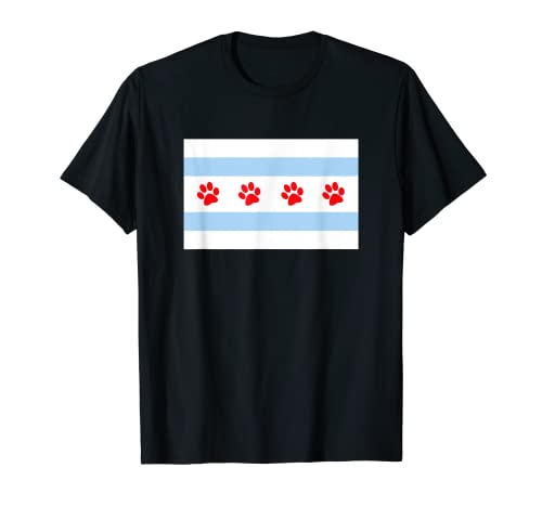 Chicago Flagge, Pfotenabdrücke für Hundeliebhaber T-Shirt