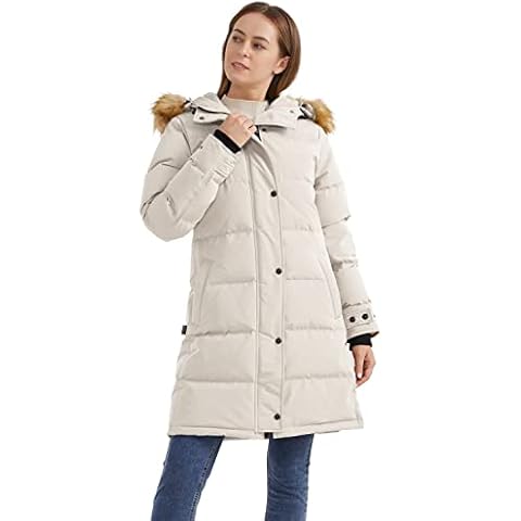 Orolay Abrigo de Plumón Aislado para Mujer con Capucha de Invierno Beige M Cover