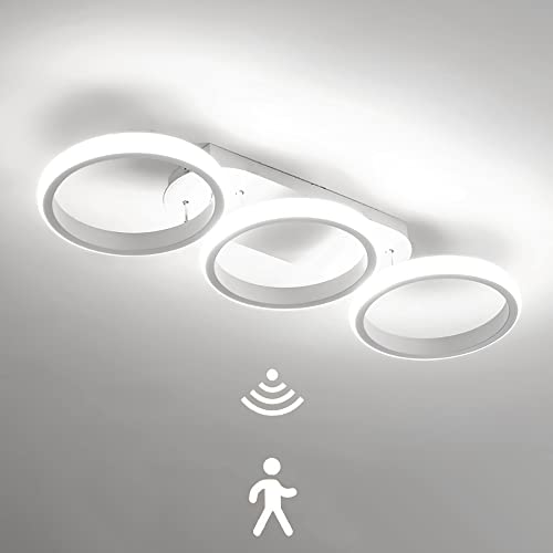 LED Deckenleuchte mit Bewegungsmelder Innen Flur Sensorlampe 30W Deckenlampe mit Tageslichtsensor Modern Deckenbeleuchtung mit Sensor für Treppe Wohnzimmer Bad Balkon Küche Garage Veranda BüRo Lampe Cover