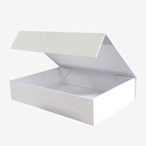 MLIKOEU White Foldable Magnetic Gift boxes 11.5X8.5X2.5 collapsible rigid gift box with magnetic closing for Gifts, Wedding, Birthday Cover