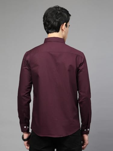 Image of Majestic Man Solid Cotton Casual Shirt - Slim Fit, Full Sleeves, Premium Button Closure