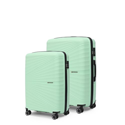 Image of Move-Meant Travel Crew Small & Medium 55 & 66Cm Suitcase 8 Wheels Number Lock Polycarbonate Hard HPS Green Trolley Bag for Men & Women|360 Spinner Wheeling System Luggage|Trolley Bags for Travel