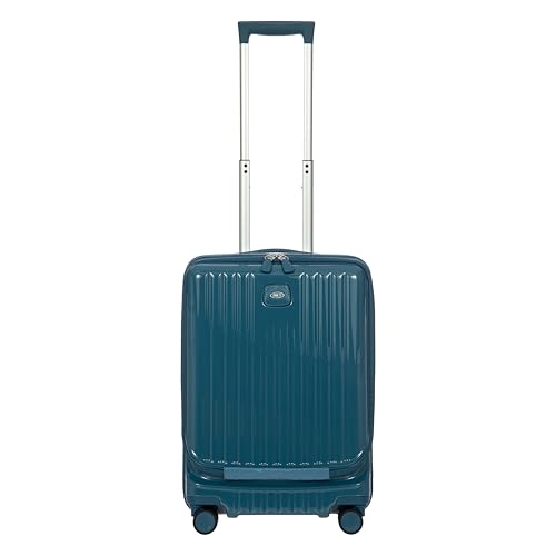 Image of Bric's Positano Trolley Spinner - Carry-On Luggage with Built-In USB Port and Lock - Lightweight Suitcases Made From Durable Polycarbonate - Protector Cover Included - 21 Inch with Pocket, Sea Green