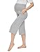 BRATUC Maternity Capri Pants for Women Bamboo Viscose Pregnancy Pants Over Belly Loose Comfy Stretchy Lounge Pajama Bottoms Grey Small
