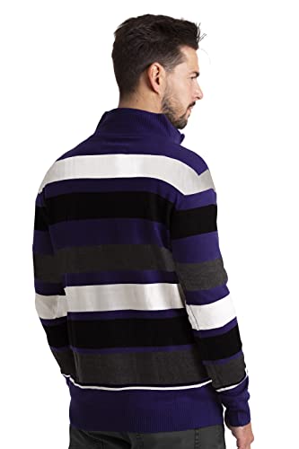Men's Quarter-Zip Sweater Striped Casual Slim Fit Long Sleeve Knit Crewneck Pullover Essential Sweater S-XXL2