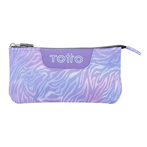 TOTTO Estuche Escolar Tres Compartimentos Morado Cebra - Tablero