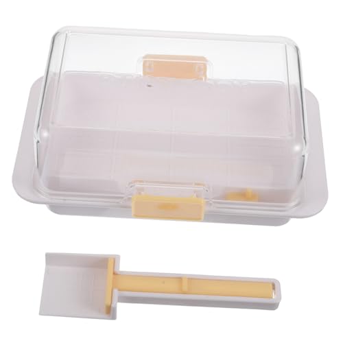UKCOCO 1 Juego Caja De Almacenamiento De Mantequilla Bandeja De Mantequilla Multiusos Plato Transparente Para Guardar Mantequilla Manteca Para Mostrador Queso Crema Abdominales Blanco