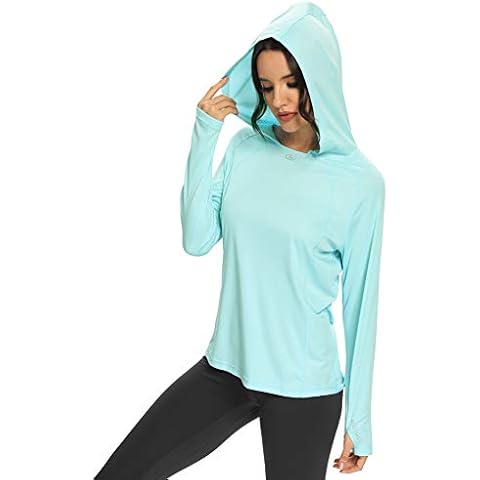 M MAROAUT Women's UPF 50+ Sun Protection Jacket Hooded Cooling Shirt with Pockets Hiking Outdoor Performance - green - Medium Cover