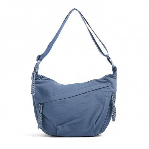 Image of GLOSSY Nylon Crescent Crossbody Sling Bag For Women and Girls, 3 Zippers, Lightweight, Travel and Casual use