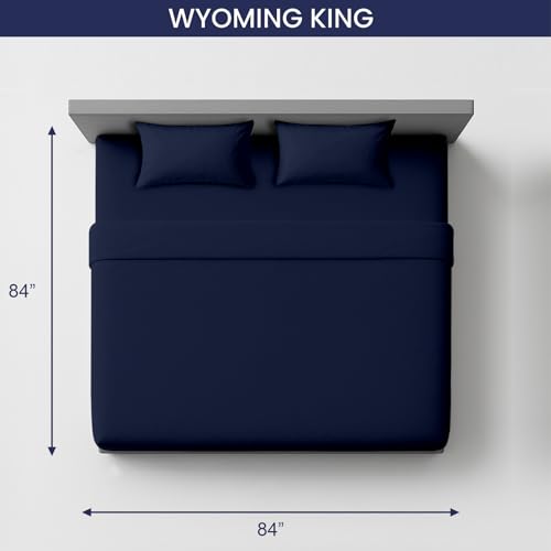 Image of SGI Bedding 84 inch W x 84 inch L 4Pc Emperor /Wyoming King Sheet Set 100% Egyptian Cotton - 600 Thread Count, Fits 12 inch Deep Pocket - Soft Breathable Oversized Sheets, for Extra Large Beds - Navy Blue