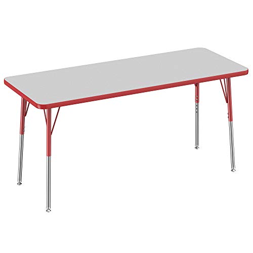 FDP 24" x 60" Rectangle Table with Swivel Glide Legs - Gray/Red