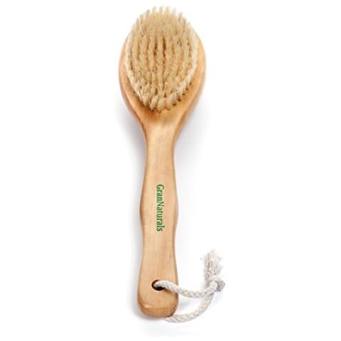 GranNaturals Dry Brushing Body Brush for Lymphatic Drainage + Cellulite Scrubber- Natural Bristle Skin Exfoliator for Body, Back, Legs, and Foot - Exfoliating Body Scrub for Ingrown Hair Bumps Cover