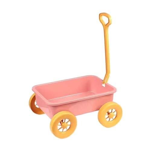 Harilla Pretend Play Wagon Toy, Outdoor Indoor Toy Motor Skills Children Wagon Cart Sand Toy Trolley for Kids Children, Pink