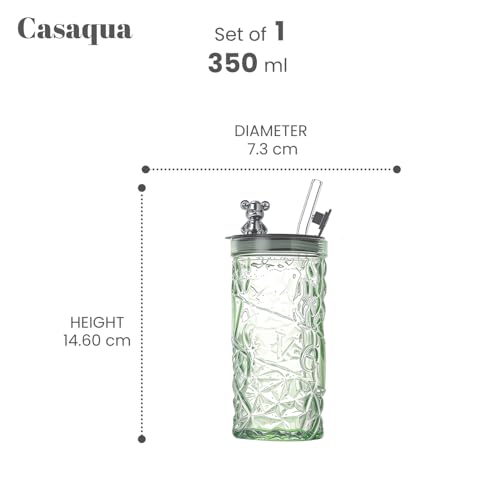 Image of Drinking Glasses Tumbler with Lid and Straw - 350ml, Set of 1, Diamond Cut Design, Beer Glass Sipper Bottle for Mojito Soda Smoothies Iced Coffee Cocktail Tea Juice (Receiving Random Color)
