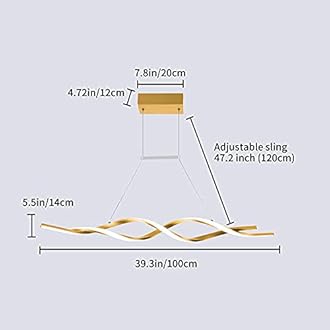 Ganeed Modern Chandelier, Dimmable LED Pendant Light with Remote Control, Acrylic Wave Contemporary Chandeliers for Dining Rooms Dinner Table Kitchen Restaurant, 3000K-6000K, 28W, Gold