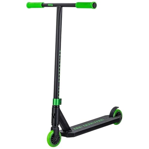 NKD Patinete de acrobacias, próxima generación, rodamientos ABEC-9 de alto rendimiento, manillar de 360° para Freestyle, aleación de aluminio 6061 duradera (negro y verde)