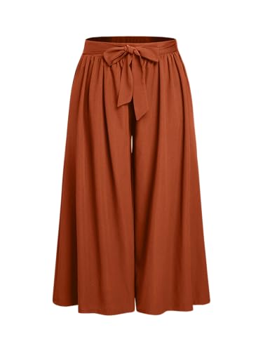 CIDER High Waist Wide Leg Pants Bowknot Trousers Curve Plus Size Pant for Women
