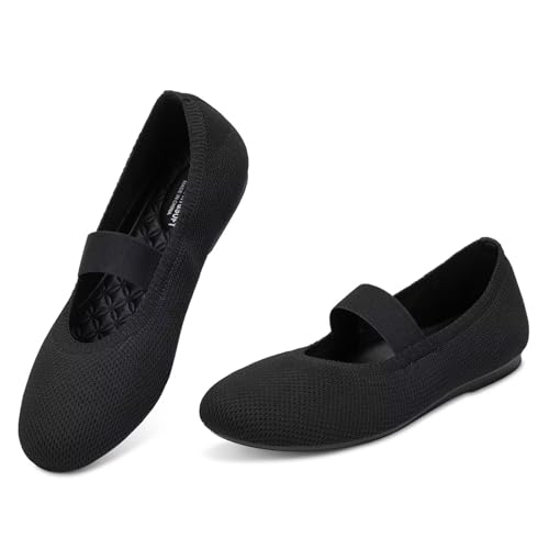 Frank Mully Womens Ballet Flats Casual Round Toe Knit Fabric Flats for Women with Single Strap Ballerina Flat Shoes Lightweight Dressy Shoes for Woman2