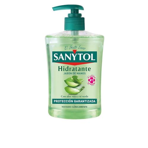 Sanytol - Jabón de Manos Hidratante, Protege, Limpia e Hidrata, con Aloe Vera y Té Verde - 500 ml