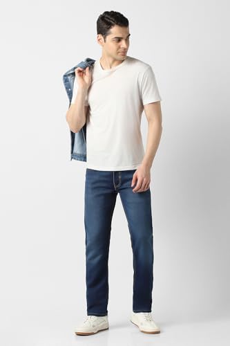 Image of Peter England Men's Slim Tapered Jeans | Denim | Premium | Modern Fit