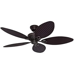 Ventilador Dante Hunter Hunter Fan, Ventilador de Techo con Cadena para Interiores y Exteriores, Bayview, 5 Aspas Reversibles, Color Bronce, 137 cm, Ideal para Verano e Invierno, Modelo 24993