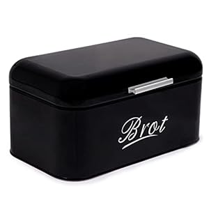 Theo&Cleo Brotkasten mit Deckel, Großer Knäckebrot Box aus Metall, Brotaufbewahrungsbox Bread box, Brot und Kekse Lange Aufbewahren und Trocken Halten, Retro Design (Schwarz-31CM)