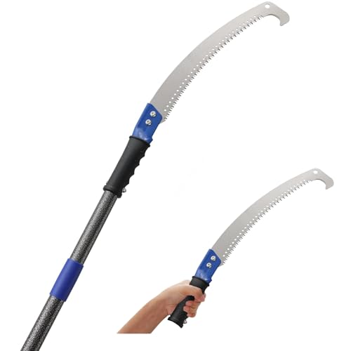 Harrms Scie d'élagage, bleue, scie de jardin pour arbres, avec lame incurvée, scie à arbre à longue portée pour tondeuse, cour, jardin, terrasse, arbres,...