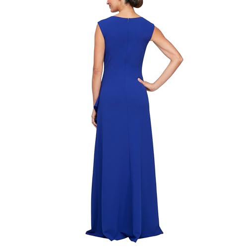 Image of Alex Evenings Women's Long Cascade Ruffle Sleeveless Gown with Leg Slit, Mother of The Bride Dress, Elegant Party Gown