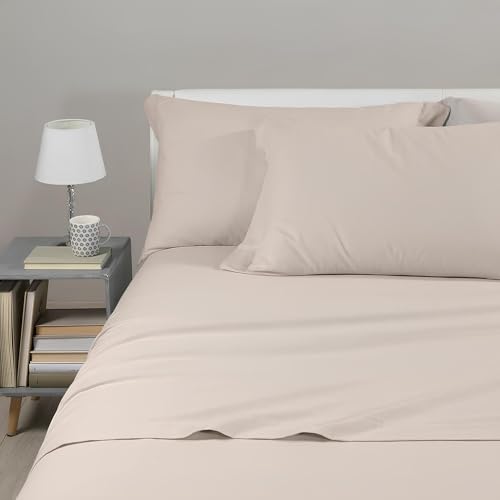Caleffi Tinta unita flanella Completo Lenzuola, Flanella , Sabbia, Matrimoniale, 79378 , Caleffi