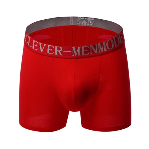 SHUHAN Calzoncillos Bóxer para Hombres con Almohadilla para Glúteos Calzoncillos para Glúteos Push Up Almohadilla Extraíble(Red,3XL)