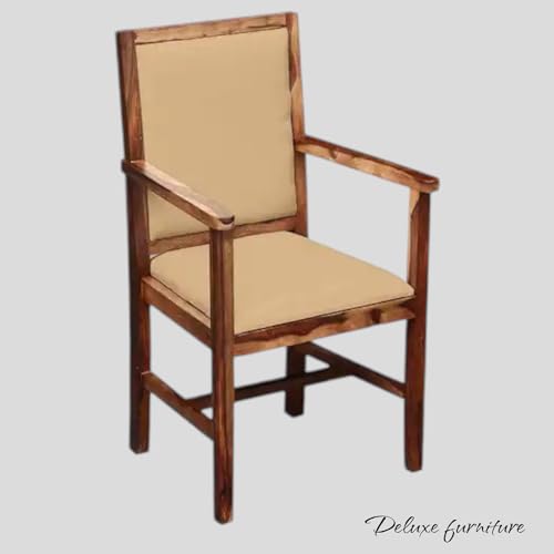 Image of Solid Wooden Chair | Arm Chair for Living Room, Bedroom & Home (48D x 53W x 99H Centimeters (Peshtigo-Rustic Teak, One Seat)