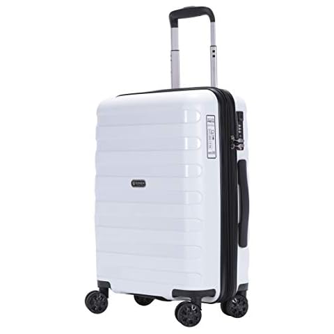 GinzaTravel Anti-scratch PP Material large capacity Expandable Luggage 8-wheel Spinner Luggage sets, White color, Carry-On 20-Inch Cover