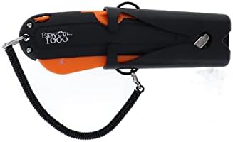 Modern Box Cutter, 3 blade depth setting , Squeeze Trigger and Edge Guides, Holster, Lanyard, Extra Blade - 1000 Orange