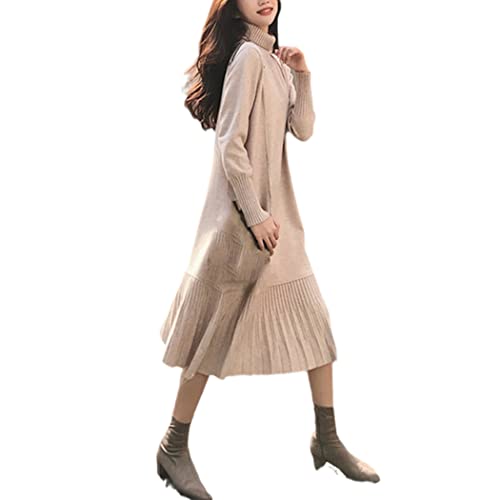 Robe longue en tricot anti-froid KEHAIOO pour le bureau rose S
