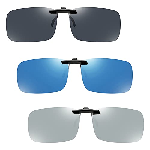 Clip On Sunglasses Polarized 3 PACK Over Prescription Glasses Unisex Compact Fit Non-Flip Up