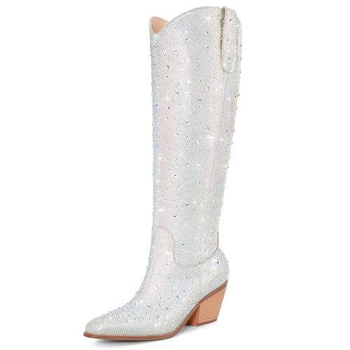 RONILURN Women's Knee High Multicolor Rhinestone...