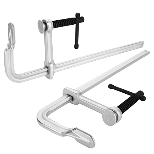 Certbuy 2 Pack F Clamps 12 Inch Bar Clamp Adjustable Steel Bar Clamps Heavy Duty For Woodworking Welding Metalworking Silver cover