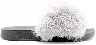 sole london LADIES FAUX FLUFFY FUR SLIDERS WARM SLIP ON MULER WOMENS SLIPPERS SHOES OPEN TOE INDOOR OUTDOOR SLIDER