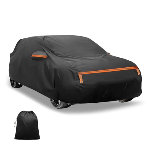 FUELHOOD Hondaに対応ヴェゼル用440*180*145cm 車カバー スパンレース綿 新型100%防水生地&5層構造 裏起毛 塗装面保護 梅雨 軽自動車 破れにくい 雹対策 防風ロープ付き 強風 運転席側ジッパー 夜間安全警告 日焼け防止 凍結防止 霜除け 内装パーツ アクセサリー