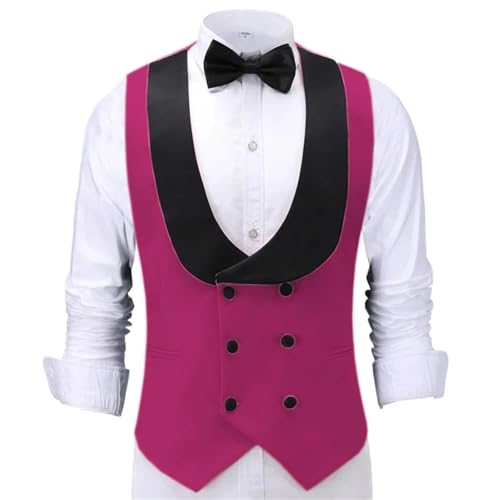 Mens Double Breasted Tuxedo Suit Vest Solid Color Shawl Lapel Wedding Business Work Waistcoat3