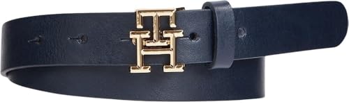 Tommy Hilfiger Donna Cintura TH Logo 2.5 Cintura in Pelle, Blu (Space Blue), 95 cm