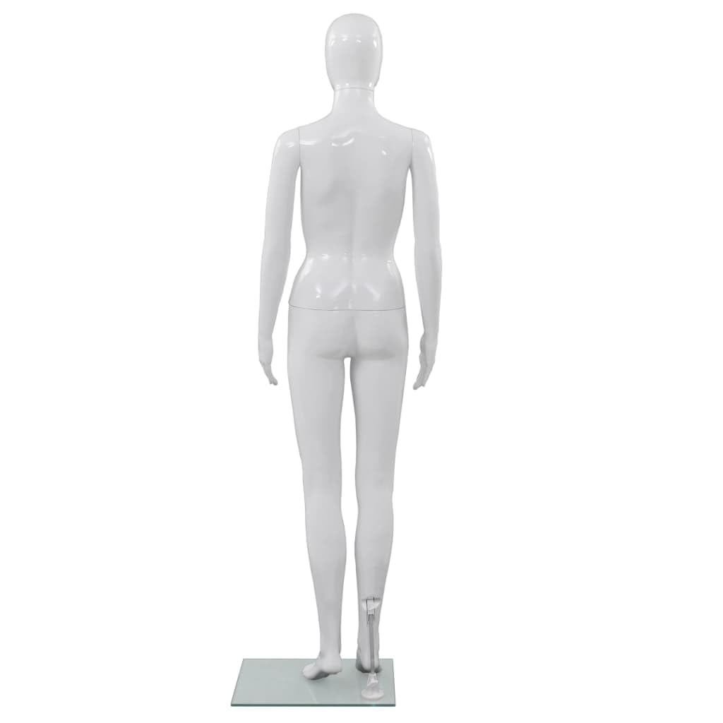 vidaXL Maniquí de Mujer Completo Base de Vidrio Blanco Brillante 175cm