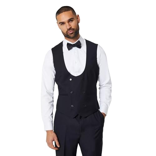 Burton Black Tailored Fit Tuxedo Suit Waistcoat, S, Black